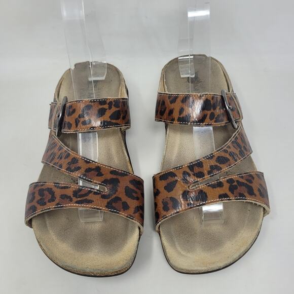 Mephisto Sandals Womens EU37 US7 Leopard Print Leather Slip On Comfort Walking - Picture 4 of 13